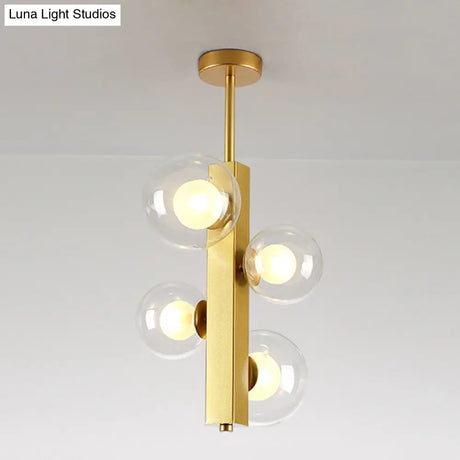 Gold Linear Suspension Light With Modo Clear/White Glass Shades - Modern And Simple Design For