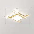 Gold Metal Bedroom Ceiling Light - Minimalist Square Flush Mount Fixture / 18’ White