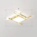 Gold Metal Bedroom Ceiling Light - Minimalist Square Flush Mount Fixture / 18’ White