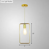 Gold Metal Cage Pendant Ceiling Light - Nordic Design 1 Bulb Dining Room Suspension