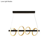 Gold Metal Ceiling Pendant With Simple Circles Design - 4/5 Heads Warm/White Light For Dining Room