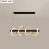 Gold Metal Ceiling Pendant With Simple Circles Design - 4/5 Heads Warm/White Light For Dining Room