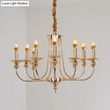 Gold Metal Chandelier With 10 Classic Lights - Dining Room Pendant Lighting