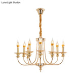 Gold Metal Chandelier With 10 Classic Lights - Dining Room Pendant Lighting