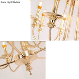 Gold Metal Chandelier With 10 Classic Lights - Dining Room Pendant Lighting