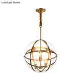 Gold Metal Chandelier With Globe Cage - Classic Pendant Lighting For Dining Room 4/6/8 Lights