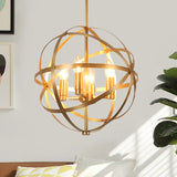 Gold Metal Chandelier With Globe Cage - Classic Pendant Lighting For Dining Room 4/6/8 Lights 4 /