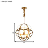 Gold Metal Chandelier With Globe Cage - Classic Pendant Lighting For Dining Room 4/6/8 Lights