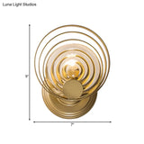 Gold Metal Circle Wall Lamp Sconce: Traditional Bedside Light With 1/2 Bulbs