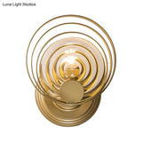 Gold Metal Circle Wall Lamp Sconce: Traditional Bedside Light With 1/2 Bulbs