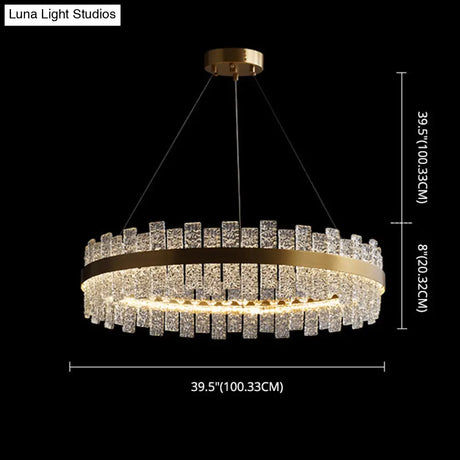 Gold Metal Crystal Led Pendant Chandelier - Stunning Art Deco Lighting For Living Room