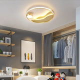 Gold Metal Flush Mount Led Ceiling Light For Minimalistic Abstract Bedroom Art / 16’ Warm