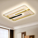 Gold Metal Led Flush Mount Ceiling Lamp For Contemporary Sitting Room With Warm/White Light / White