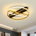 Gold Metal Led Flush Mount Ceiling Light Fixture With Modern Inner Oval Design 16.5’/20.5’