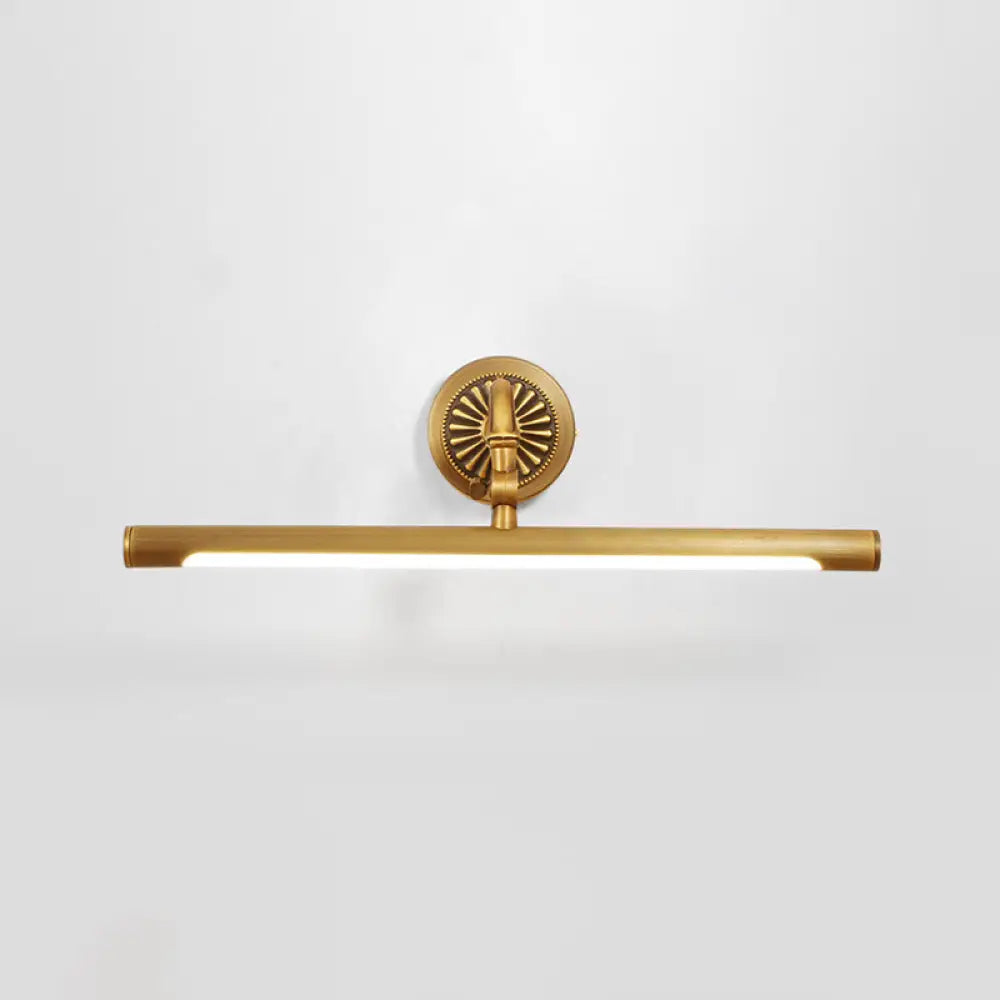 Gold Metal Led Vanity Sconce For Powder Room Wall Lighting With Stick Shape And Simplicity Design /