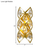 Gold Metal Spiral Sconce With Crystal Drop - Wall Mounted Bedside Lighting