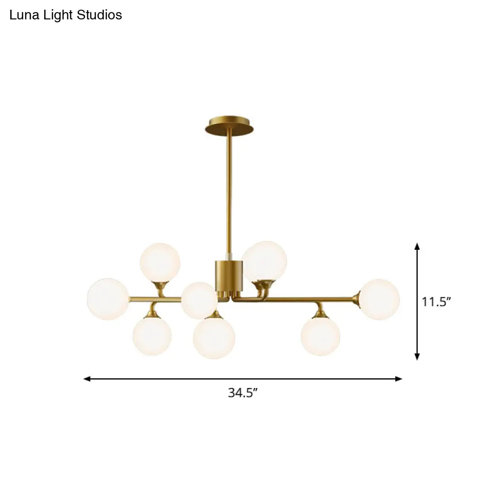 Gold Metal Sputnik Pendant Lighting With White Glass Shades - Modernize Your Living Room 6/9/12