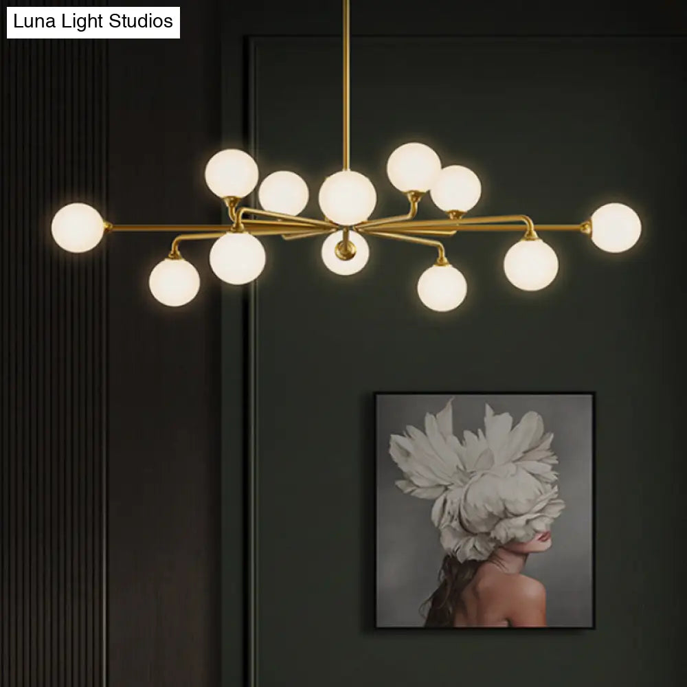 Gold Metal Sputnik Pendant Lighting With White Glass Shades - Modernize Your Living Room 6/9/12