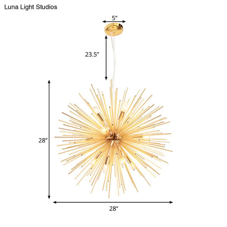 Gold Metal Starburst Chandelier Pendant Light - 20.5/23/25 Dia Modern Led Hanging Ceiling