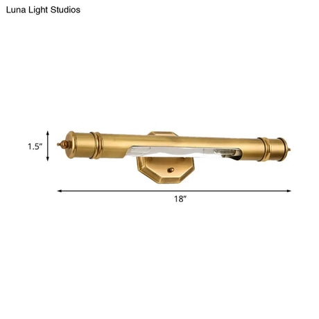 Gold Metal Vanity Lighting 18/21.5 L Elongated Country Bathroom Wall Mounted Light Fixture With 2