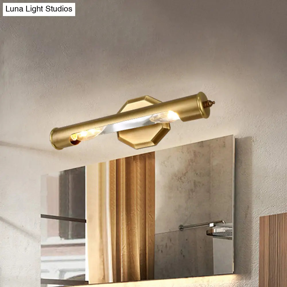 Gold Metal Vanity Lighting 18/21.5 L Elongated Country Bathroom Wall Mounted Light Fixture With 2