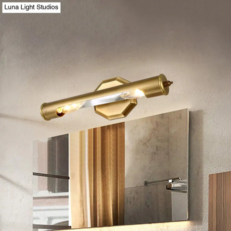 Gold Metal Vanity Lighting 18/21.5 L Elongated Country Bathroom Wall Mounted Light Fixture With 2