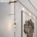 Gold Metal Wall Lamp With Postmodern Design And 1 Light For Living Rooms