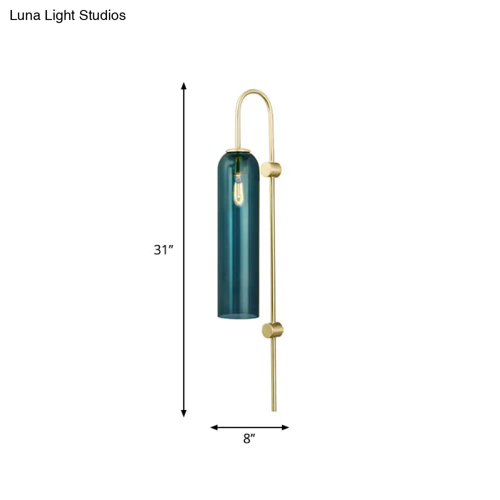 Gold Metal Wall Lamp With Postmodern Design And 1 Light For Living Rooms
