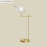 Gold Metallic Led Desk Lamp With Opal Glass Shade - Modern Angled Arm Table Light