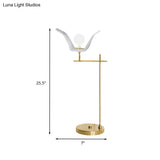 Gold Metallic Led Desk Lamp With Opal Glass Shade - Modern Angled Arm Table Light
