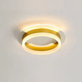 Gold Metallic Led Flushmount Ceiling Light With Warm/White Glow - Contemporary Circular Design