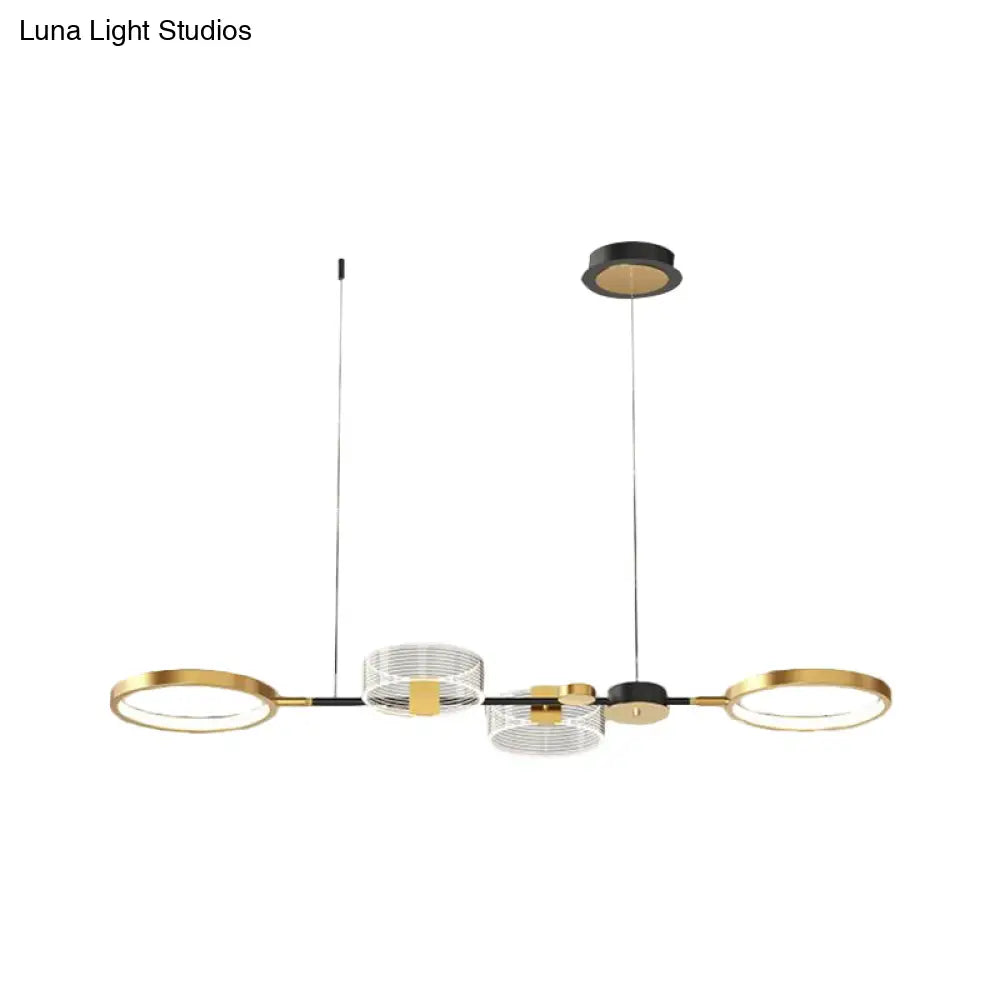 Gold Metallic Led Modern Pendant Light Fixture For Island With Circular Design