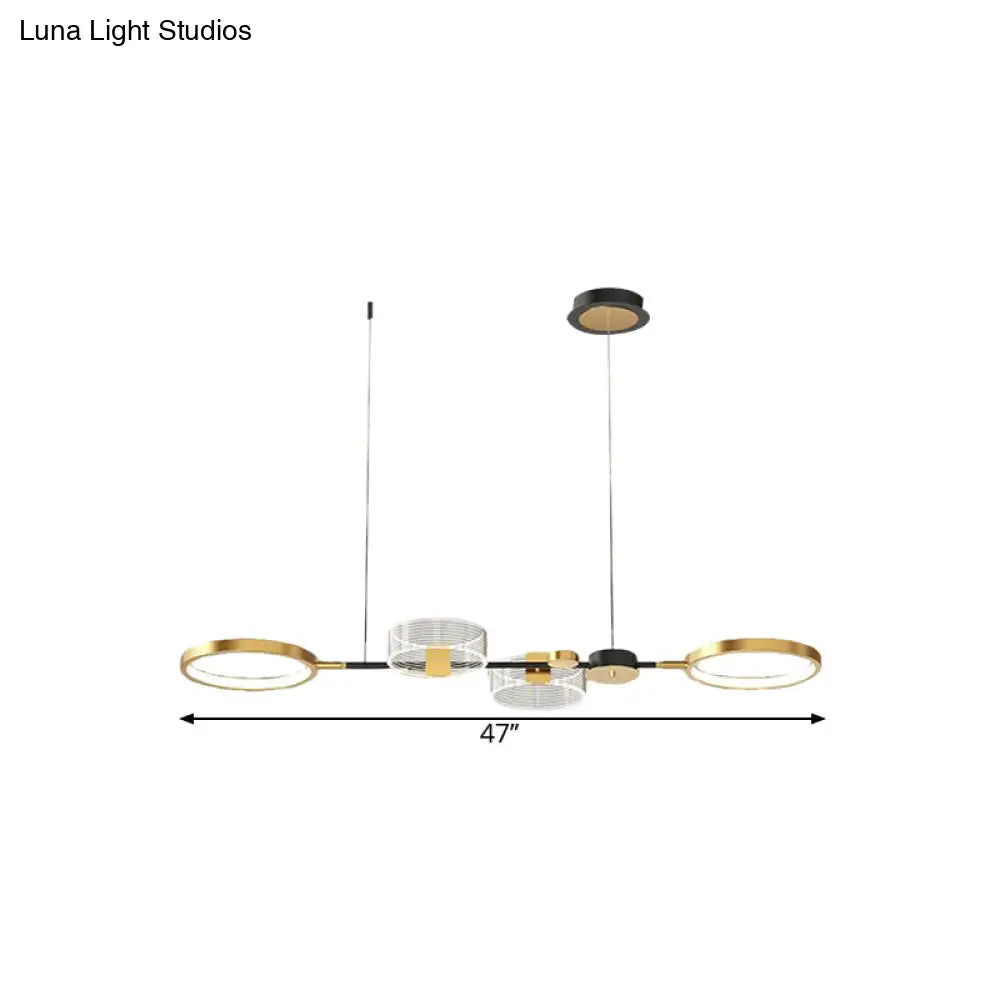Gold Metallic Led Modern Pendant Light Fixture For Island With Circular Design