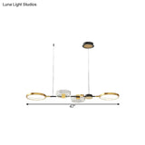 Gold Metallic Led Modern Pendant Light Fixture For Island With Circular Design