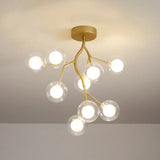 Gold Metallic Led Tree Branch Chandelier Light With Postmodern Shade / B
