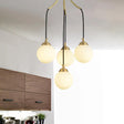 Gold Milk Glass Chandelier: Contemporary Pendant Light For Cafe Dining Table 4 /