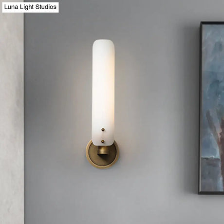 Gold Milk Glass Curved Wall Sconce: Colonial 1/2-Light Bedroom Fixture