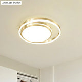 Gold Minimalist Circular Flush Mount Light For Bedroom Ceiling With Acrylic Cover
