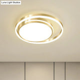 Gold Minimalist Circular Flush Mount Light For Bedroom Ceiling With Acrylic Cover