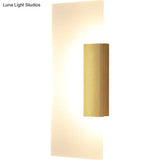 Gold Minimalist Led Wall Sconce For Hallway - Rectangular Acrylic Design