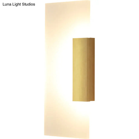 Gold Minimalist Led Wall Sconce For Hallway - Rectangular Acrylic Design
