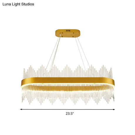 Gold Modern Geometric Crystal Led Chandelier For Dining Room Pendant Lighting