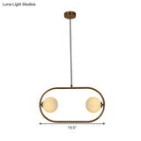 Gold Modern Globe Hanging Chandelier With Frosted Glass 2 Bulbs – Bedroom Led Pendant Light
