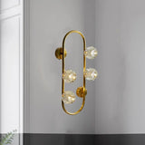 Gold Modern Wall Mount Light With Clear Crystal Shade And Oval Frame - 4 Bulb Lighting Idea