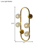 Gold Modern Wall Mount Light With Clear Crystal Shade And Oval Frame - 4 Bulb Lighting Idea