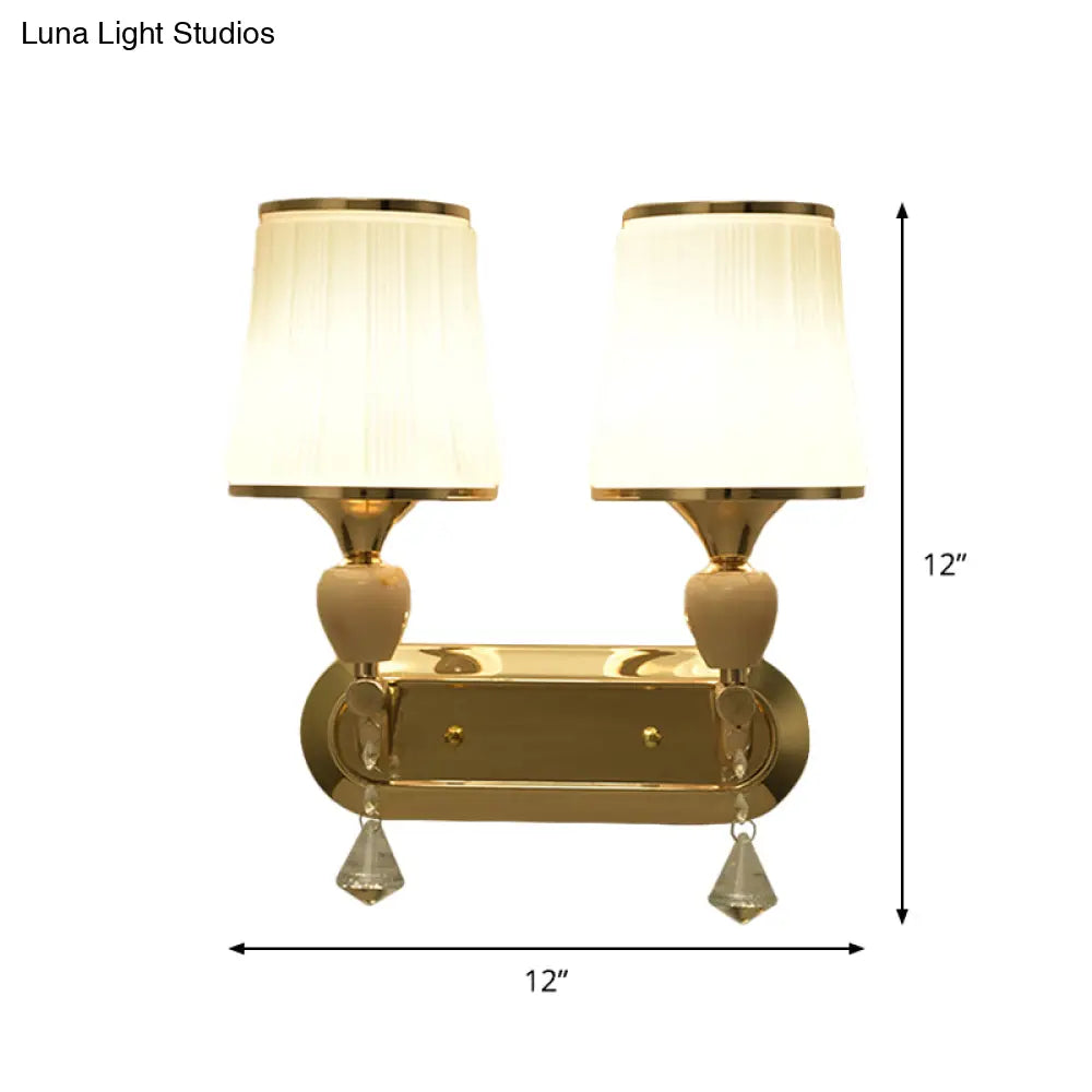 Gold Modernist Bell Wall Sconce Lighting With Glass Shade For Living Room
