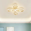 Gold Modernist Led Ceiling Fixture With Metallic Shade In Warm/White Light / White