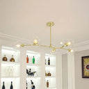 Gold Molecule Chandelier - Postmodern Metal Pendant With Clear Glass Shade 5/7-Light Ceiling Fixture