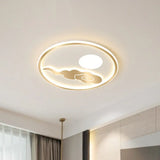 Gold Moon And Cloud Acrylic Led Bedroom Ceiling Light With Warm/White Glow