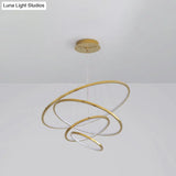 Gold Multi -Tire Chandelier Lamp Simplicity Stainless Steel Led Circle Ceiling Pendant Lighting